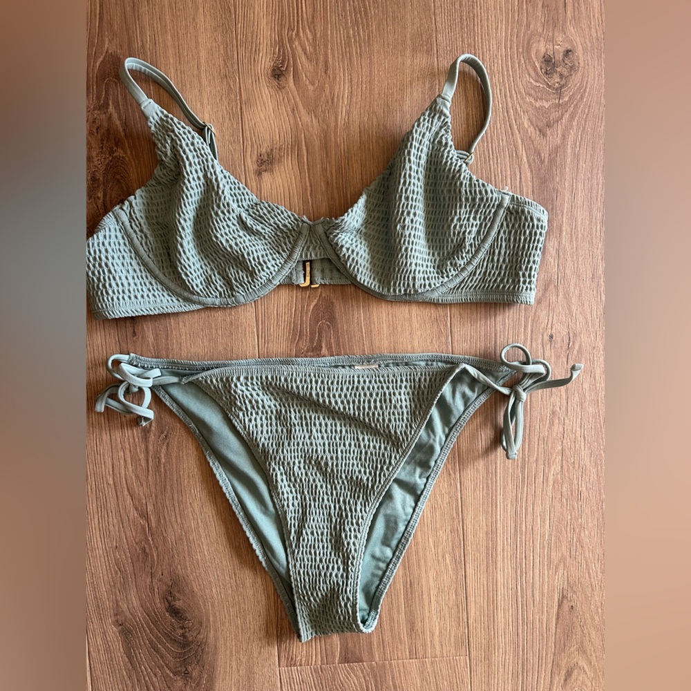 Hollister Green Textured Bikini Set